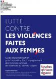 Couverture du guide sensibilisation pour l’accueil et l’accompagnement des femmes victimes de violences au sein du couple de la MIPROF et du SDFE (2024)