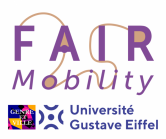 Logos du projet Fair Mobility, de l'association Genre et Ville et de l'université Gustave Eiffel