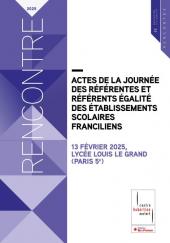 Couverture des actes de la journée des référent·es égalité des établissements scolaires franciliens 2025