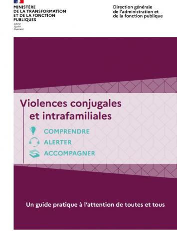 Couverture du guide sur les violences conjugales et intrafamiliales de la DGAFP