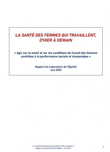 Couverture du rapport sur la santé des femmes au travail du Laboratoire de l'égalité paru en juin 2024
