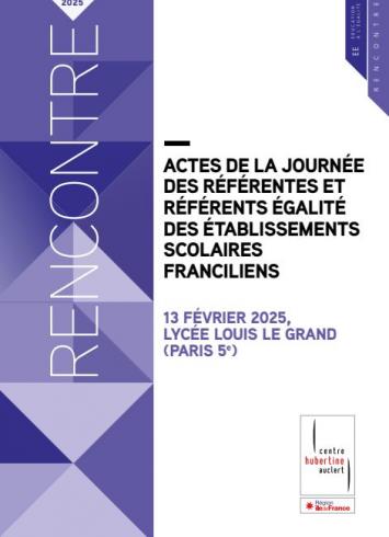 Couverture des actes de la journée des référent·es égalité des établissements scolaires franciliens 2025