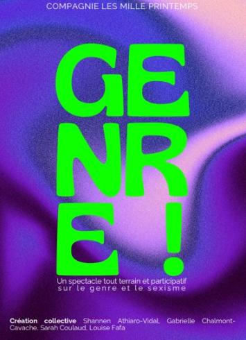 Couverture du dossier de présentation de la pièce "Genre !" de la compagnie Les milles Printemps