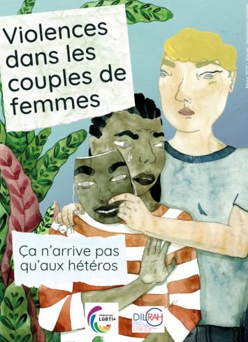 Affiche de la campagne "Violences dans les couple de femmes" de la Fédération LBGTI+ (2024)